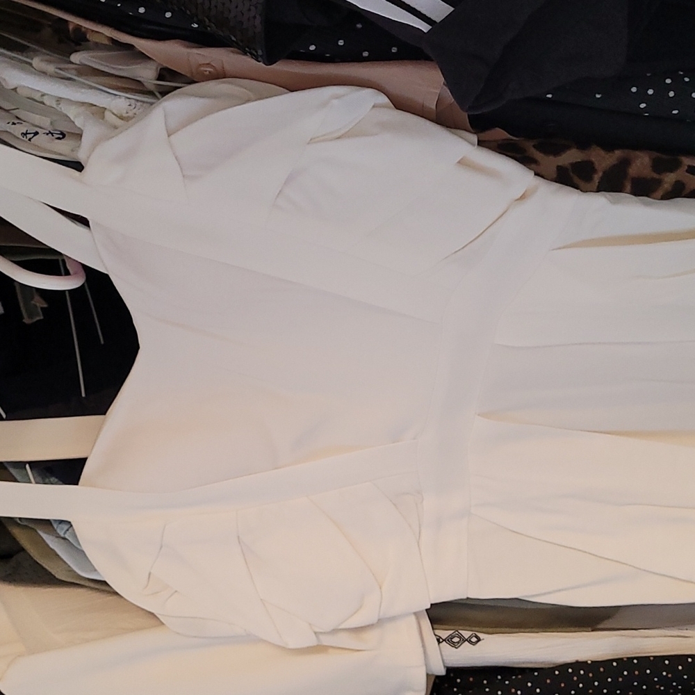BCBGeneration White Draped Pleated Mini Dress - Picture 10 of 12